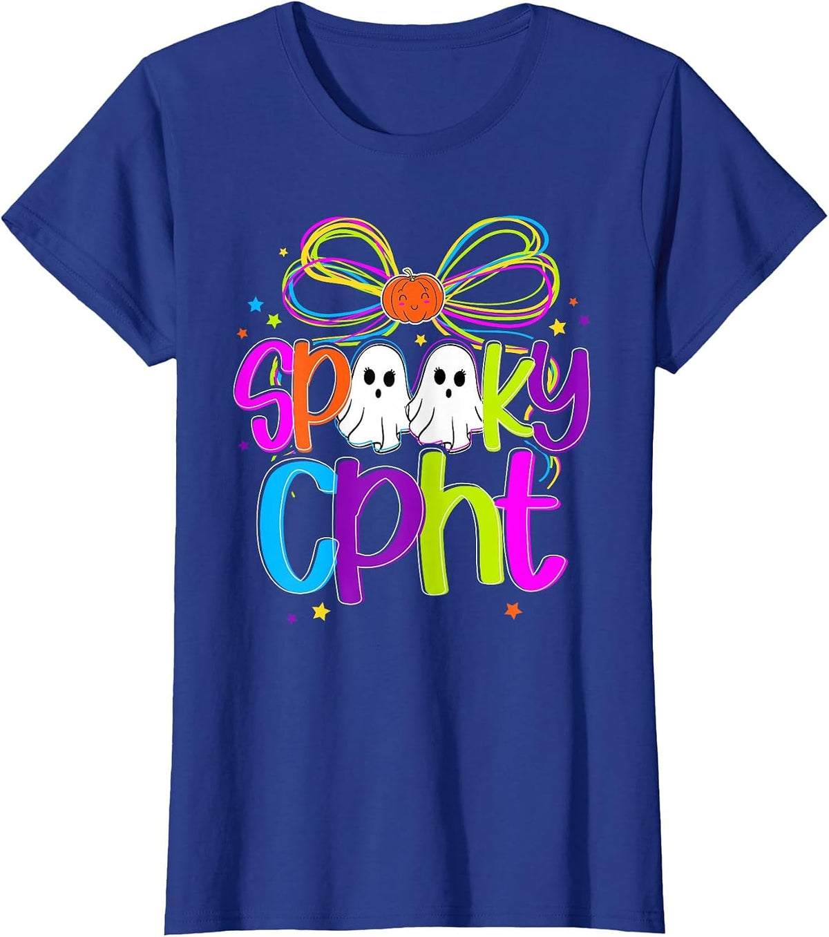 Spooky CPhT Halloween Certified Pharmacy Technician Coquette T-Shirt - Royal Blue