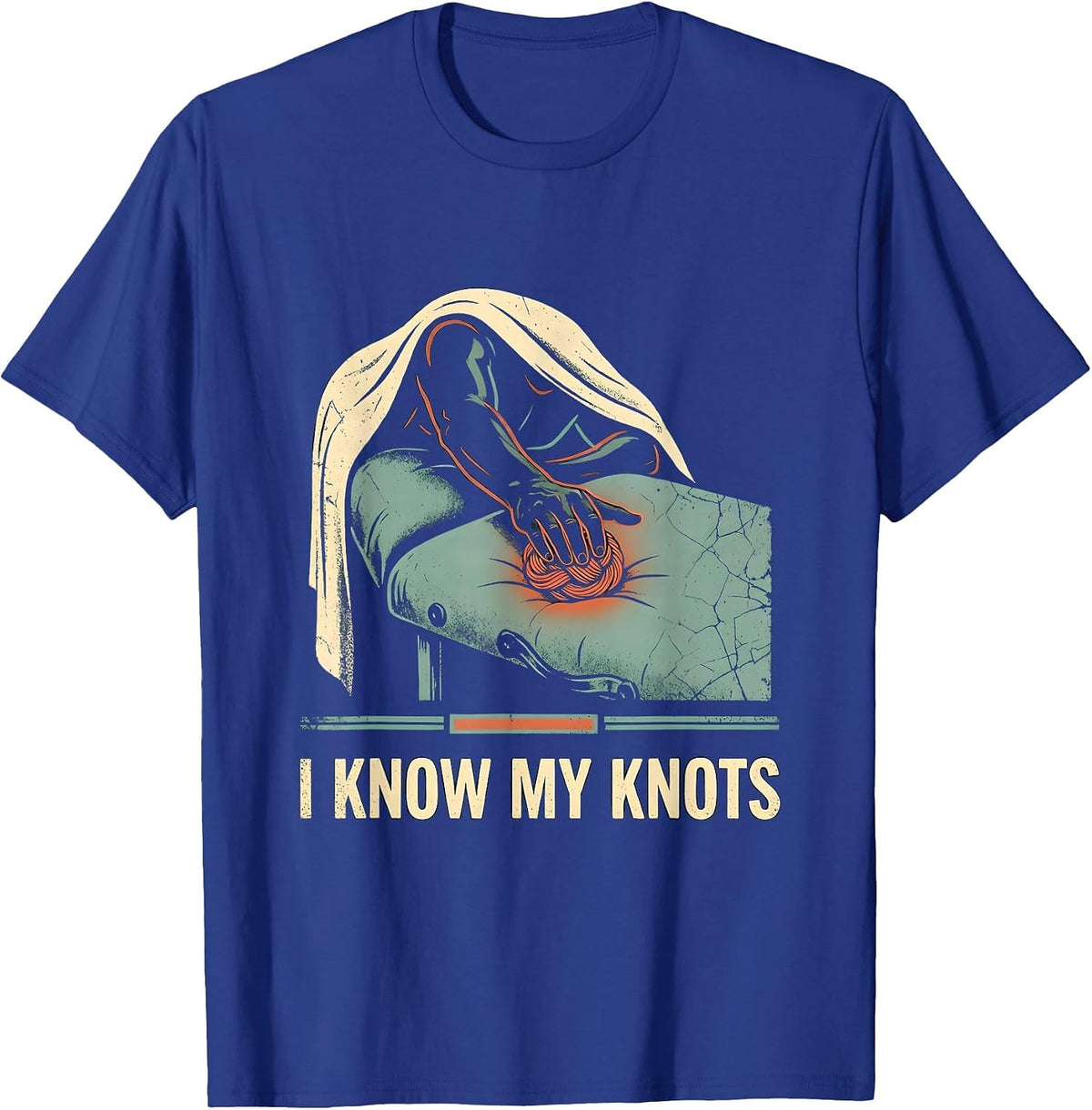 Men's I Know My Knots Funny Massage Therapist Humor LMT Gift T-Shirt - Royal Blue