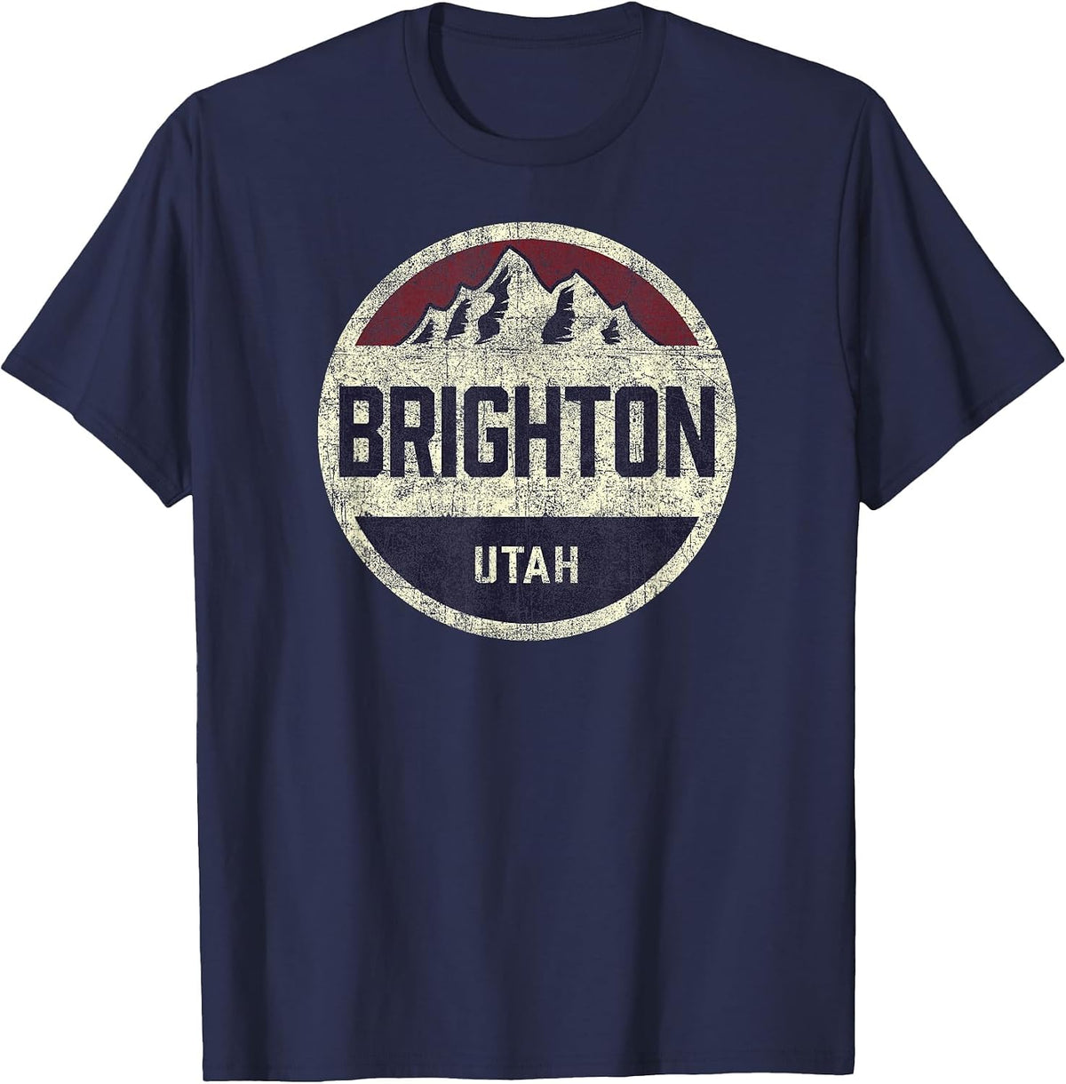 Vintage Retro Brighton Utah Mountain Circle Ski Souvenir T-Shirt - Navy Blue