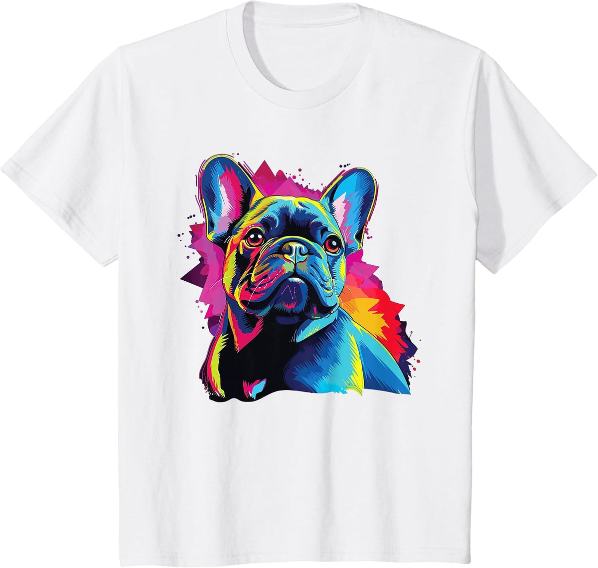 Watercolor Colorful French Bulldog Dogs T-Shirt - White