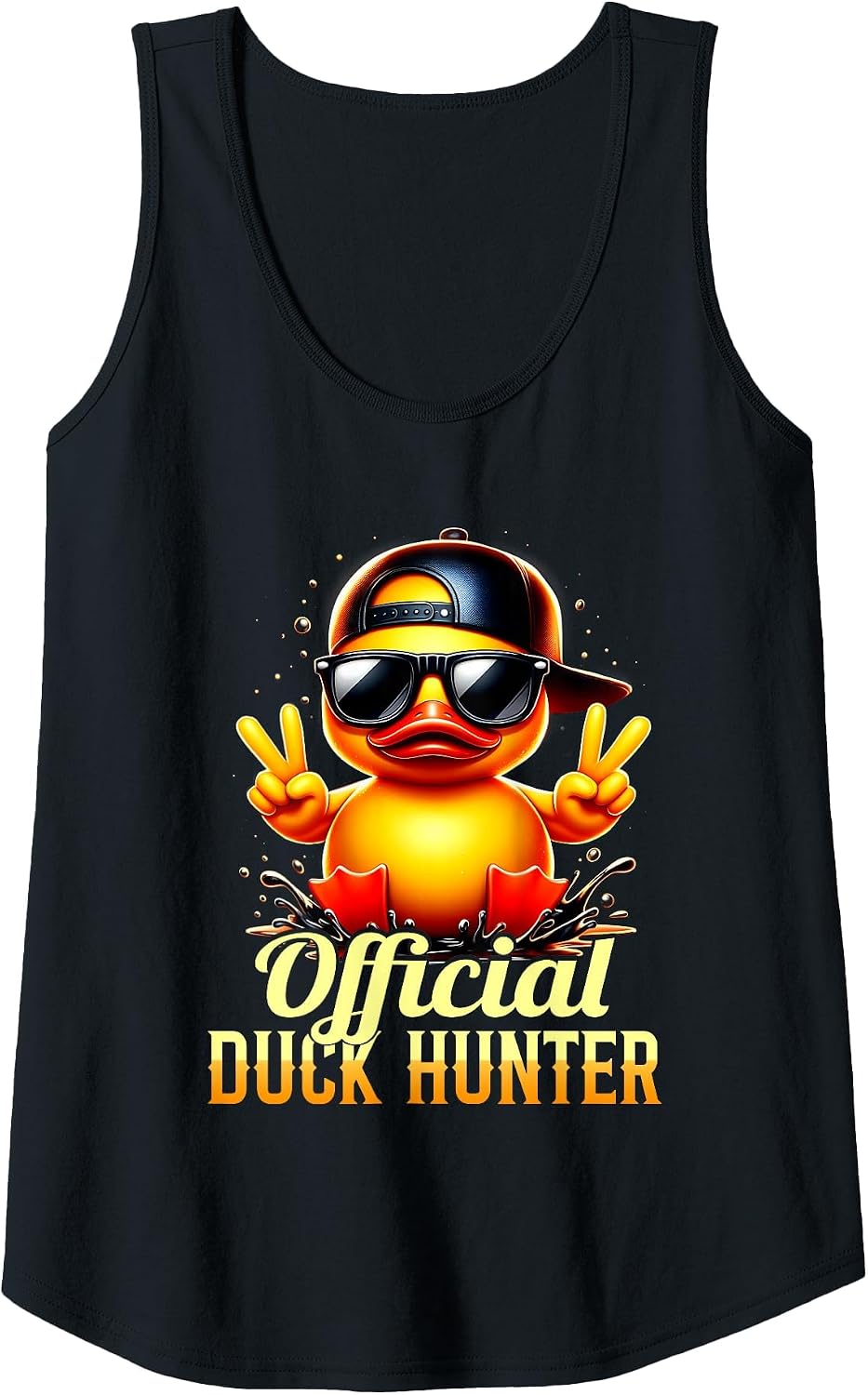 Official Duck-Hunter Cruise Funny Rubber Duck Hunting Squad Tank Top - Black