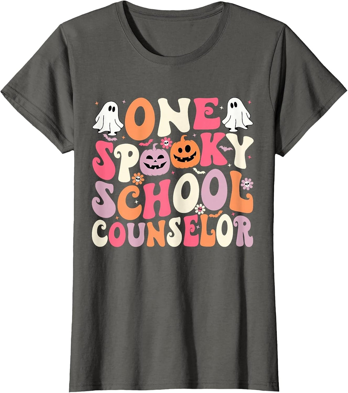 One Spooky School Counselor Halloween Teacher Counseling T-Shirt - Asphalt Grey