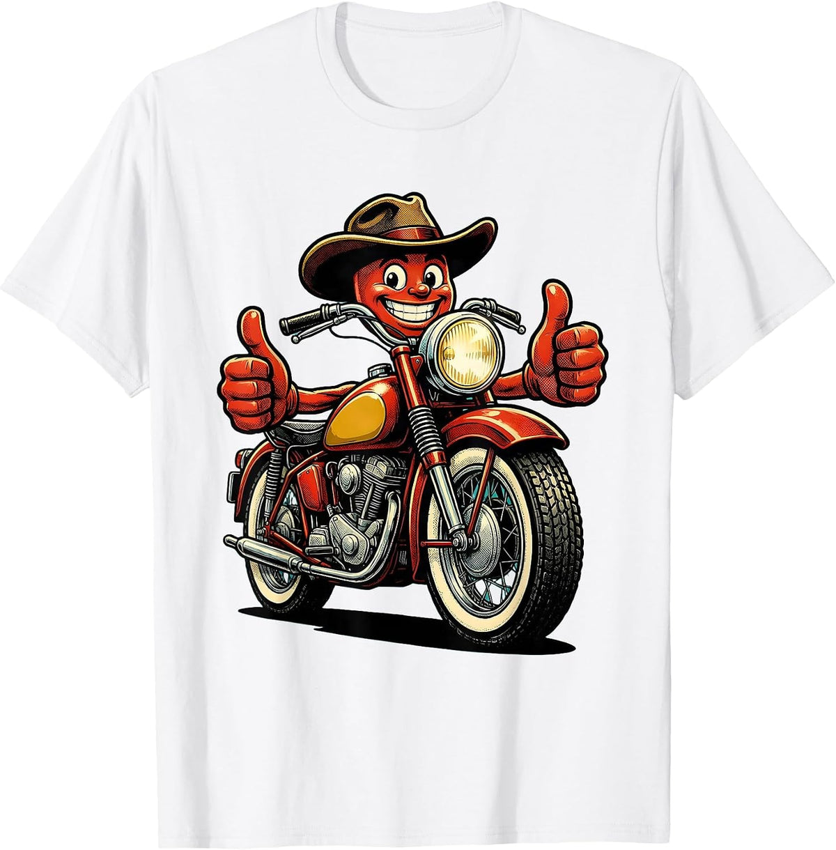 Men's Vintage Classic Motorcycle Chrome Details Side View T-Shirt - White