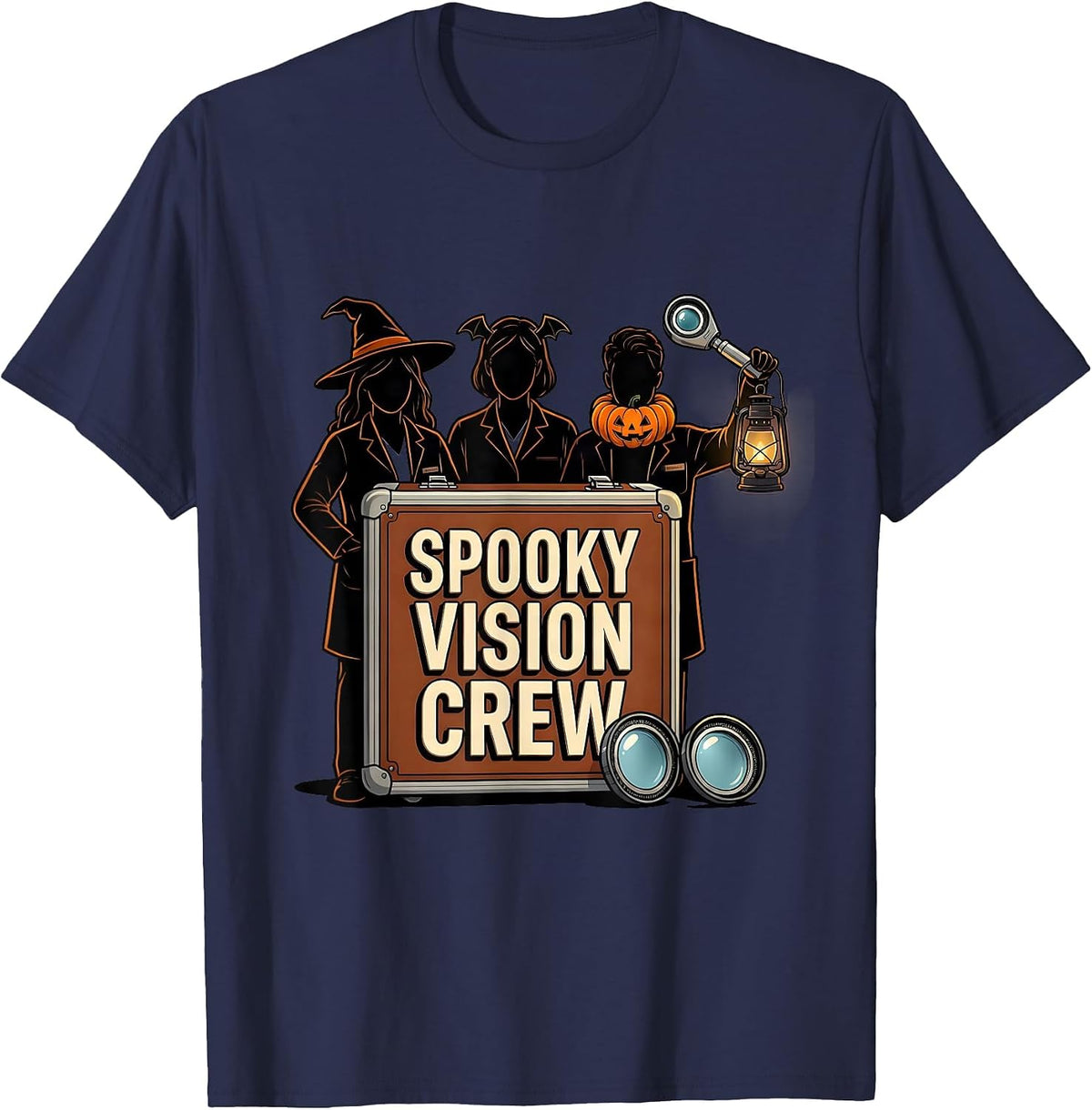 Spooky Vision Crew Funny Optometrist Halloween Eye Doctor T-Shirt - Navy Blue