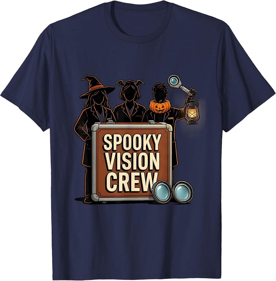 Spooky Vision Crew Funny Optometrist Halloween Eye Doctor T-Shirt - Navy Blue