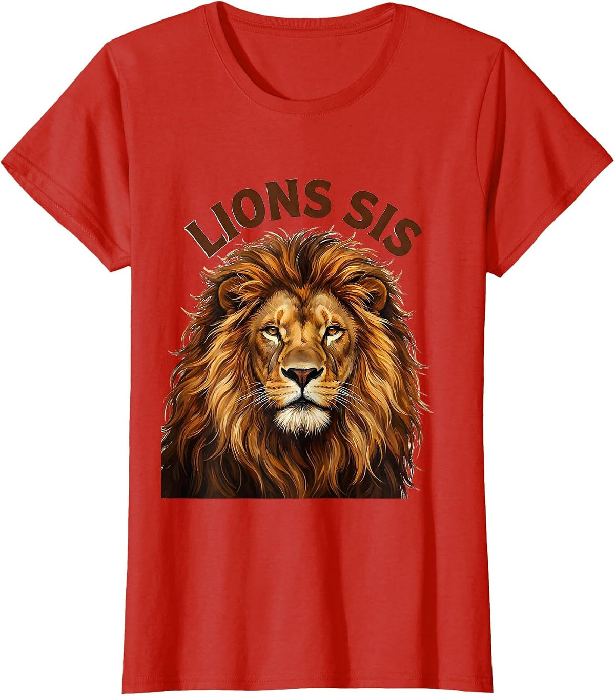 Lions Sis Bold Lion Animal Pride Fan Artwork T-Shirt - Red