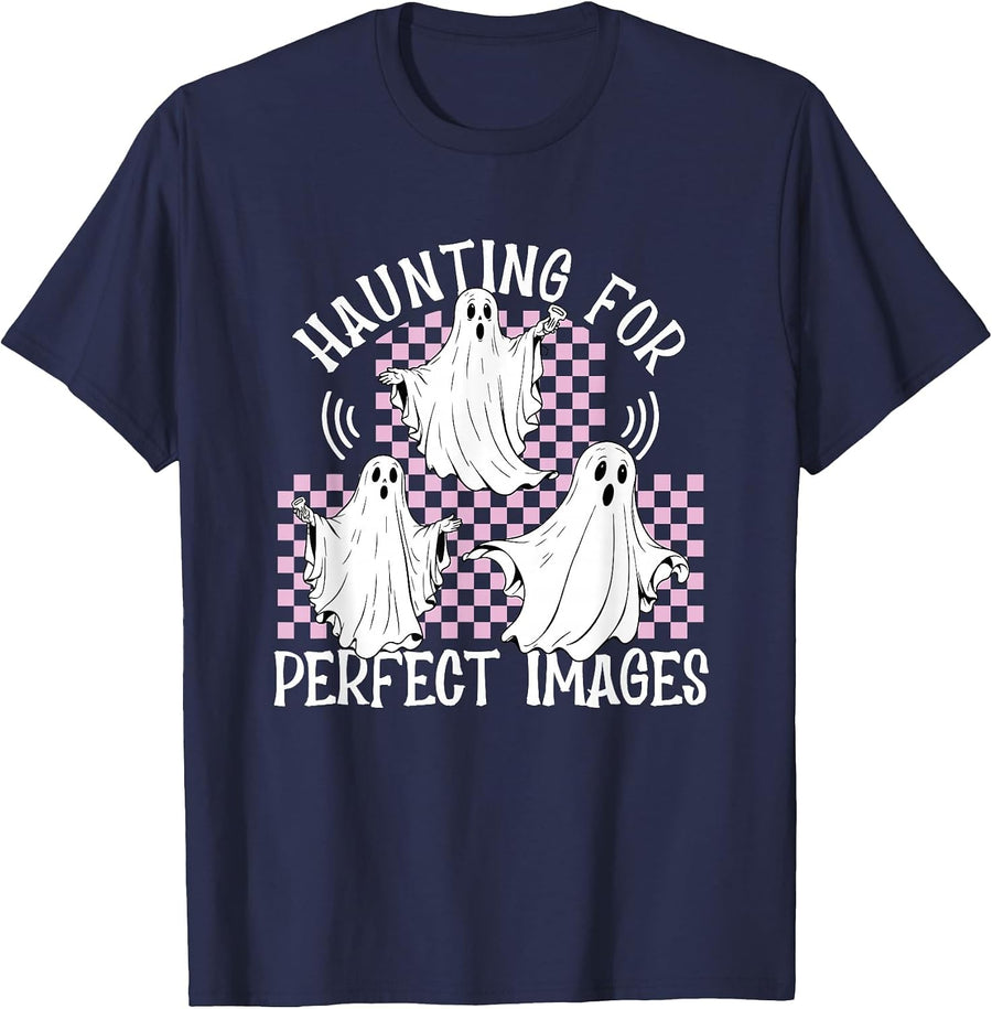 Haunting for Perfect Images Ultrasound Halloween Sonographer T-Shirt - Navy Blue