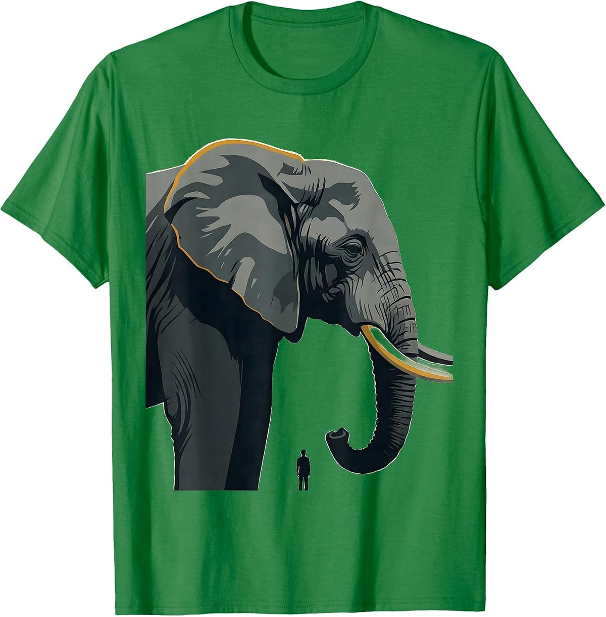 Men's Elephant Shoulder Editorial Conceptual Animal Lover Gift T-Shirt - Kelly Green