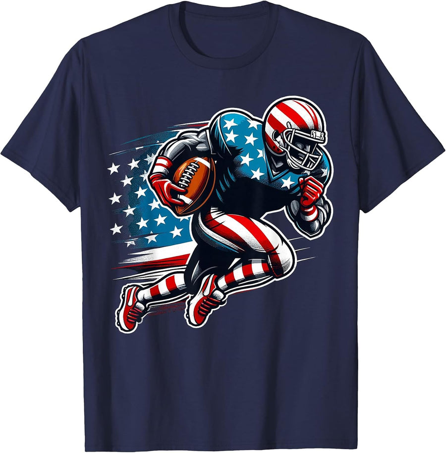 Patriotic American Football Player T-Shirt - Navy Blue