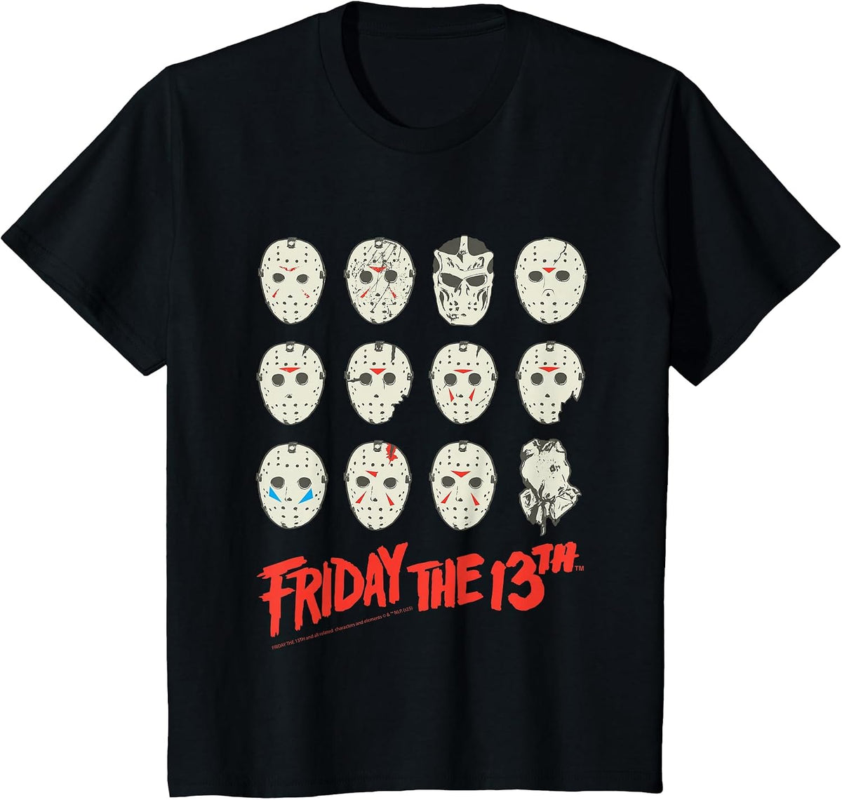 Friday The 13th Halloween Design Masks T-Shirt - Black