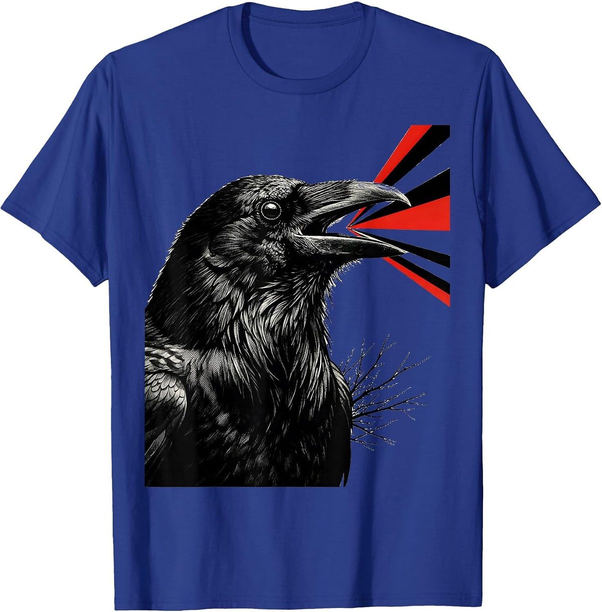 Men's Oversized Crow Head New Wave Gothic Humor Bird Lover T-Shirt - Royal Blue