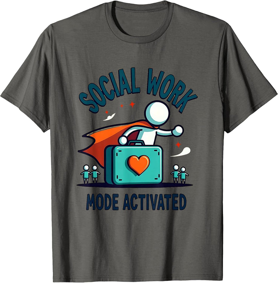 Social Work Mode Activated Professional Design T-Shirt - Asphalt Grey