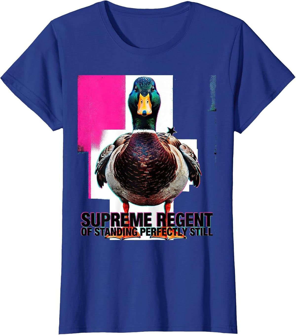 Women's Supreme Regent of Standing Perfectly Still Funny Duck T-Shirt - Royal Blue