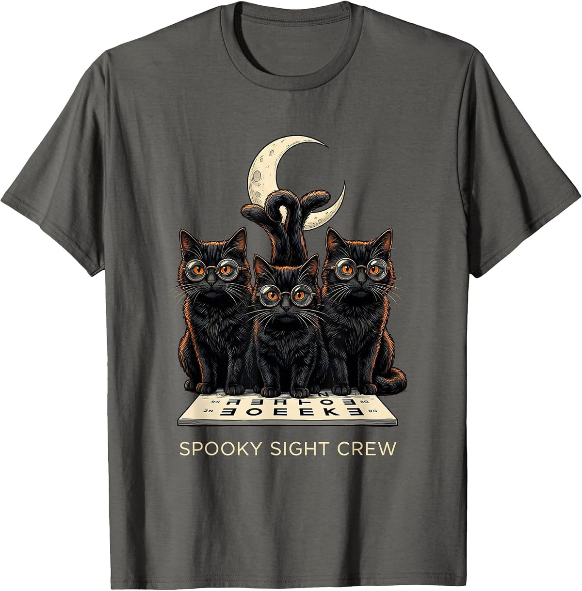 Spooky Sight Crew Funny Optometrist Halloween Eye Doctor T-Shirt - Asphalt Grey