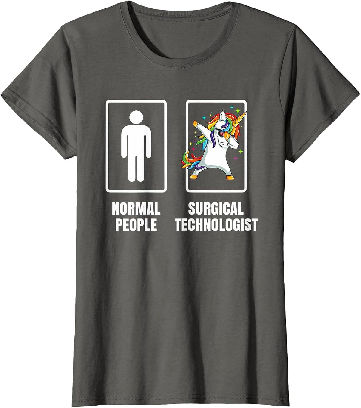 Dabbing Unicorn Surgical Technologist Scrub Tech Technician T-Shirt - Asphalt Grey