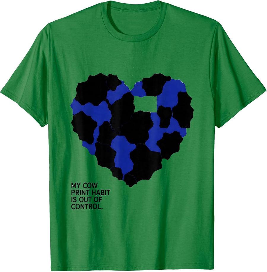 Men's My Cow Print Habit Is Out Of Control Cute Cow Lover Pattern T-Shirt - Kelly Green