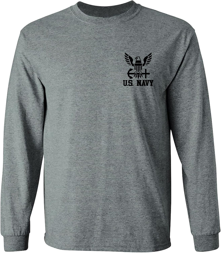 U.S. Navy Anchor Left Chest Adult Long Sleeve T-Shirt - Dark Heather
