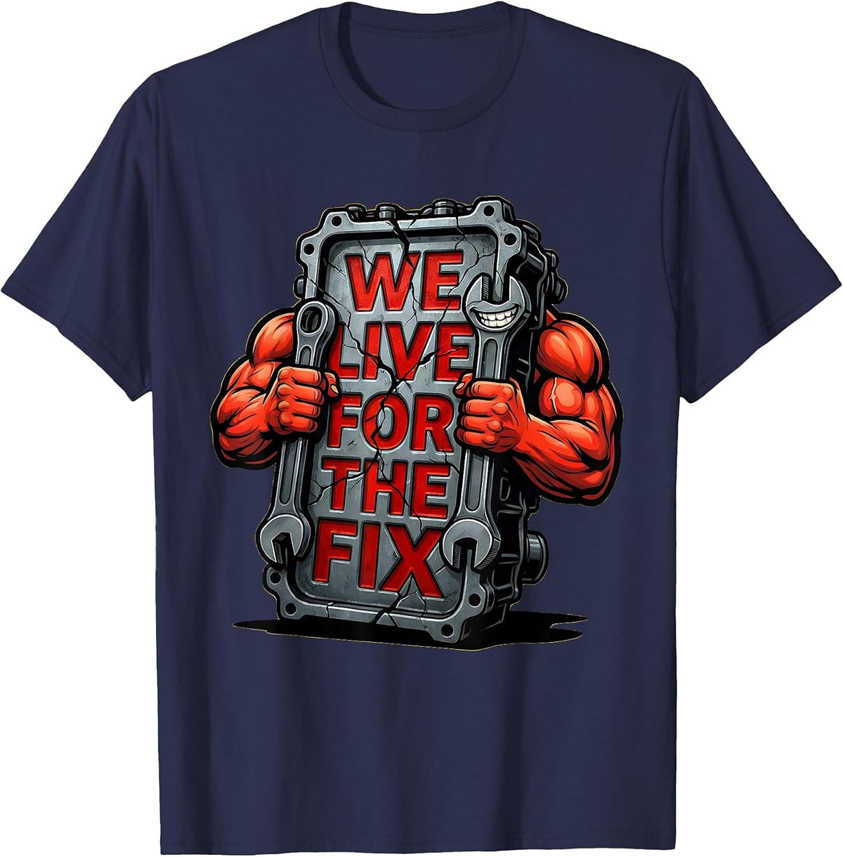 Men's We Live For The Fix Valley Forge Automotive Design T-Shirt - Navy Blue