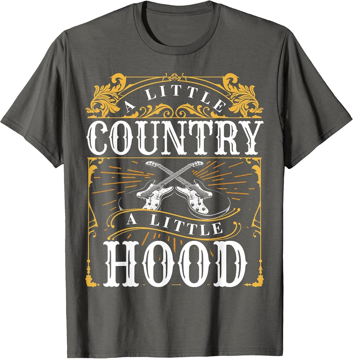 A Little Country A Little Hood Country Rap Hip Hop Music T-Shirt - Asphalt Grey