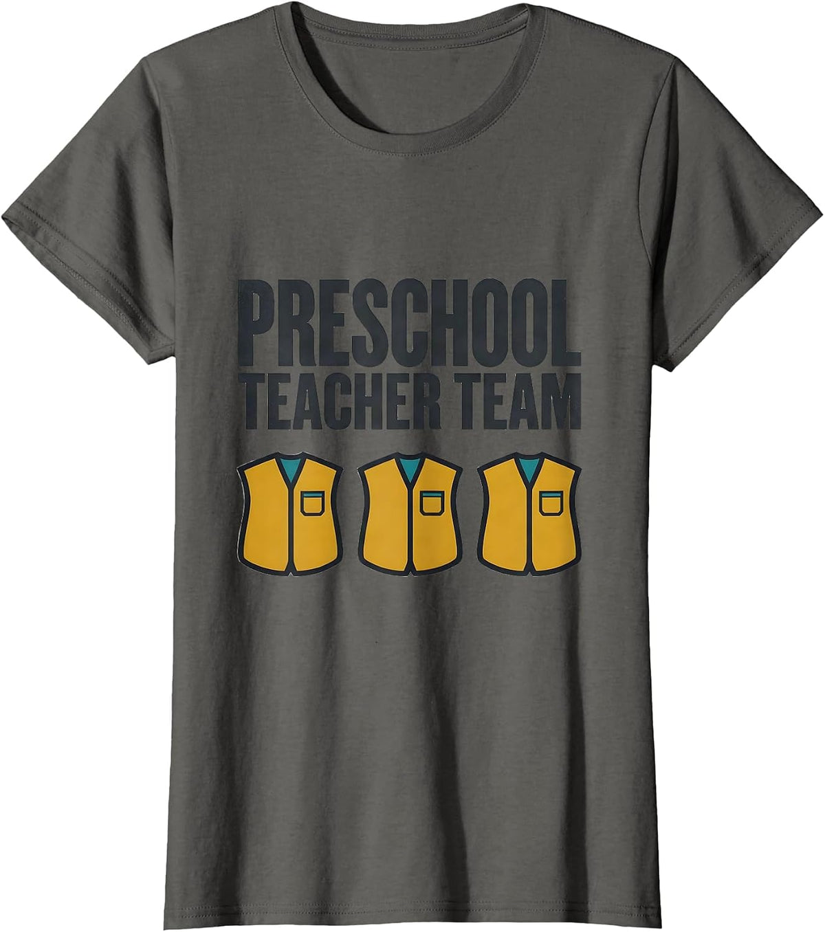 Women's Preschool Teacher Team Midcentury Modern Childcare Staff T-Shirt - Asphalt Grey