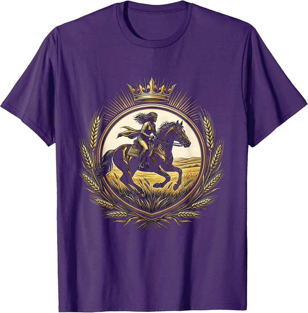 Horseback Rider Crossing the Open Prairie T-Shirt - Purple