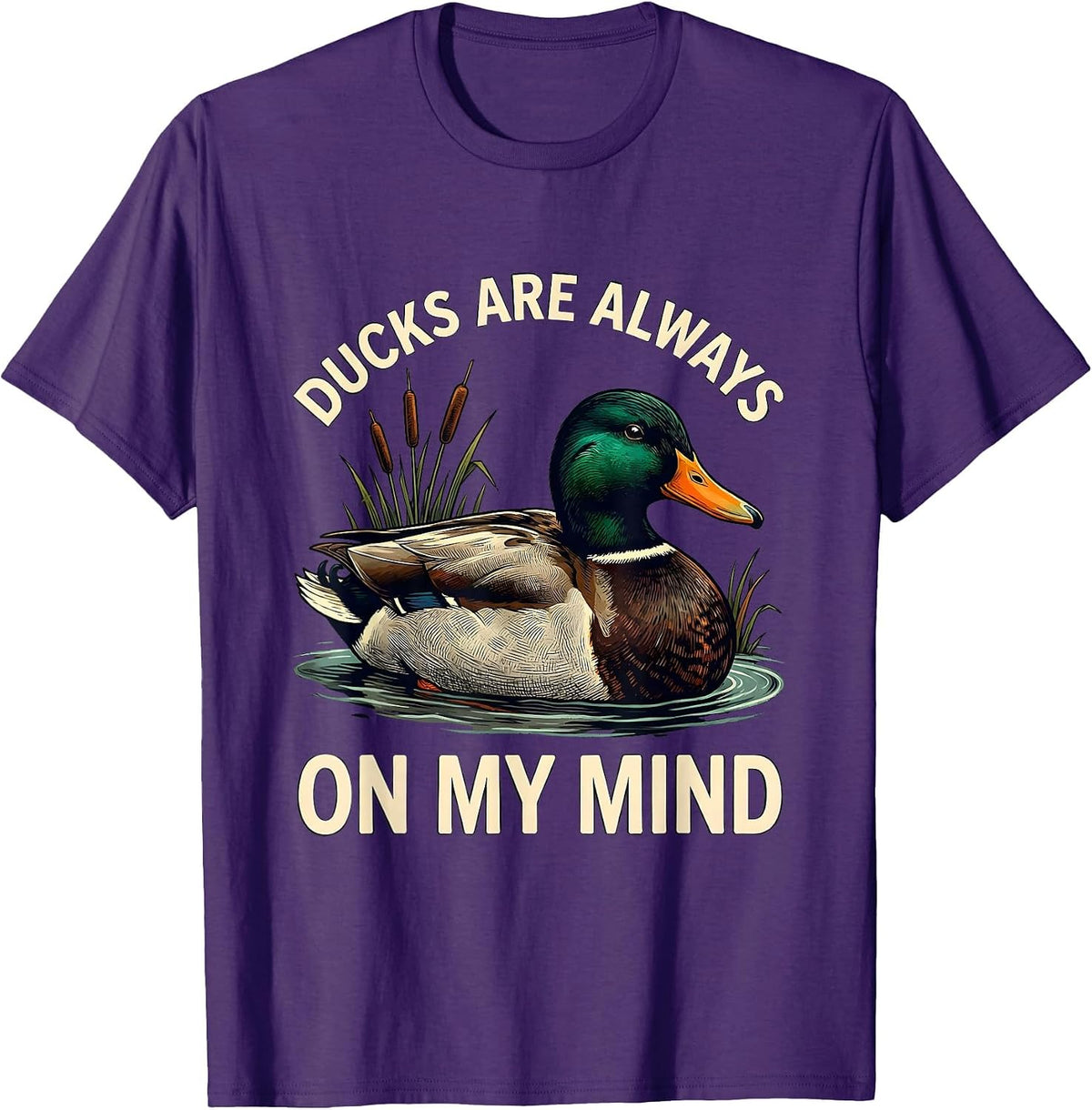 Ducks Are Always On My Mind Vintage Mallard Duck Hunting T-Shirt - Purple