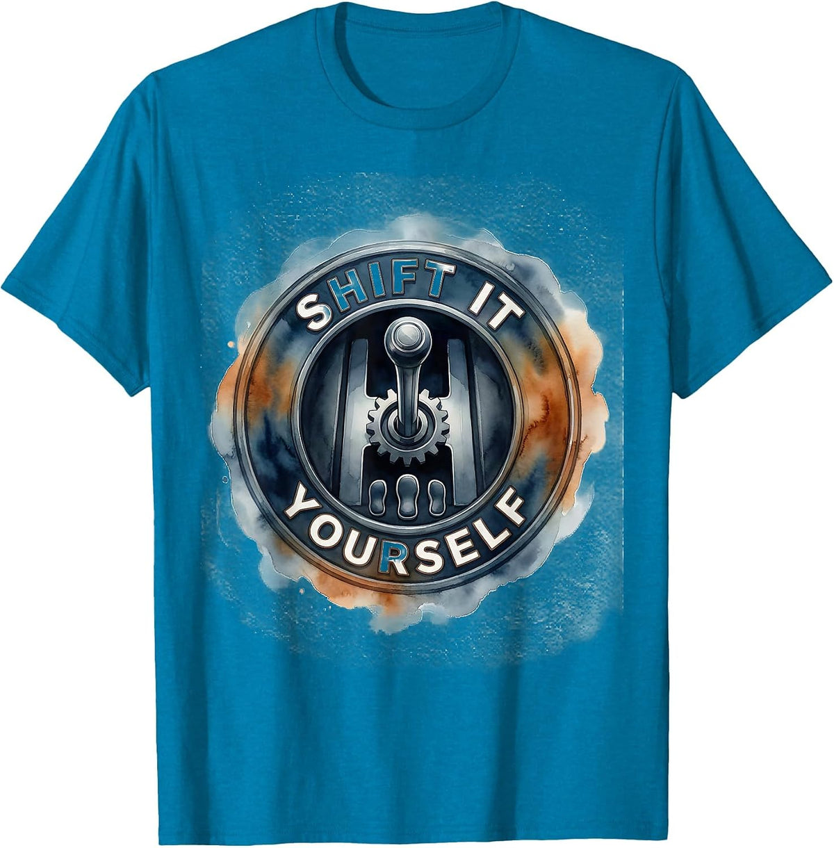 Shift It Yourself Watercolor Manual Transmission Car Guy T-Shirt - Sapphire Blue