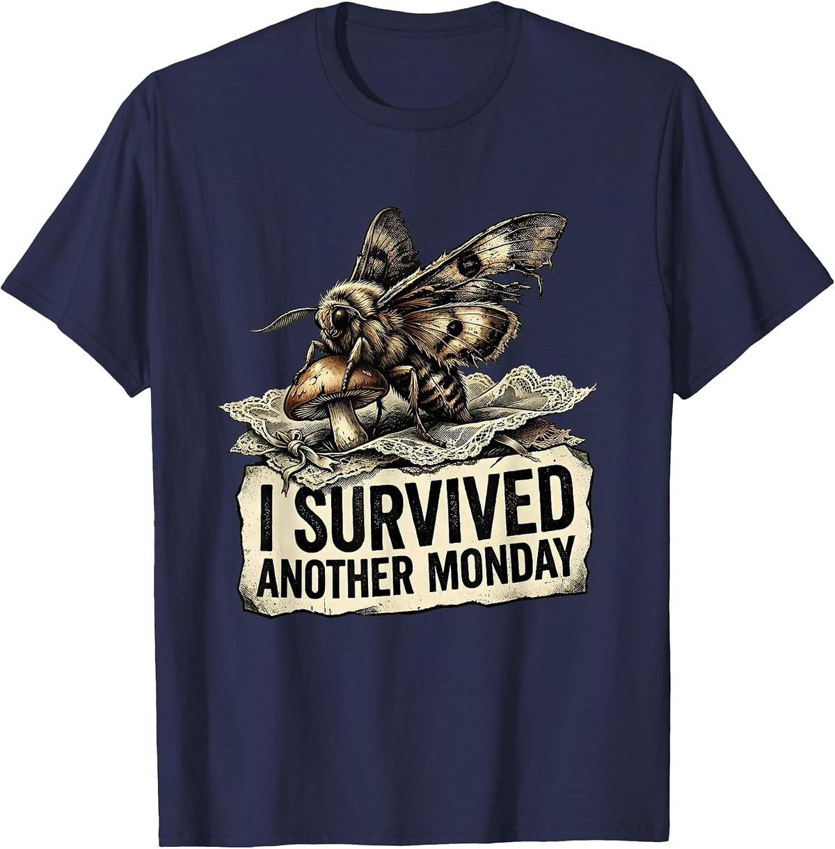 I Survived Another Monday Labor Day Humor Design T-Shirt - Navy Blue