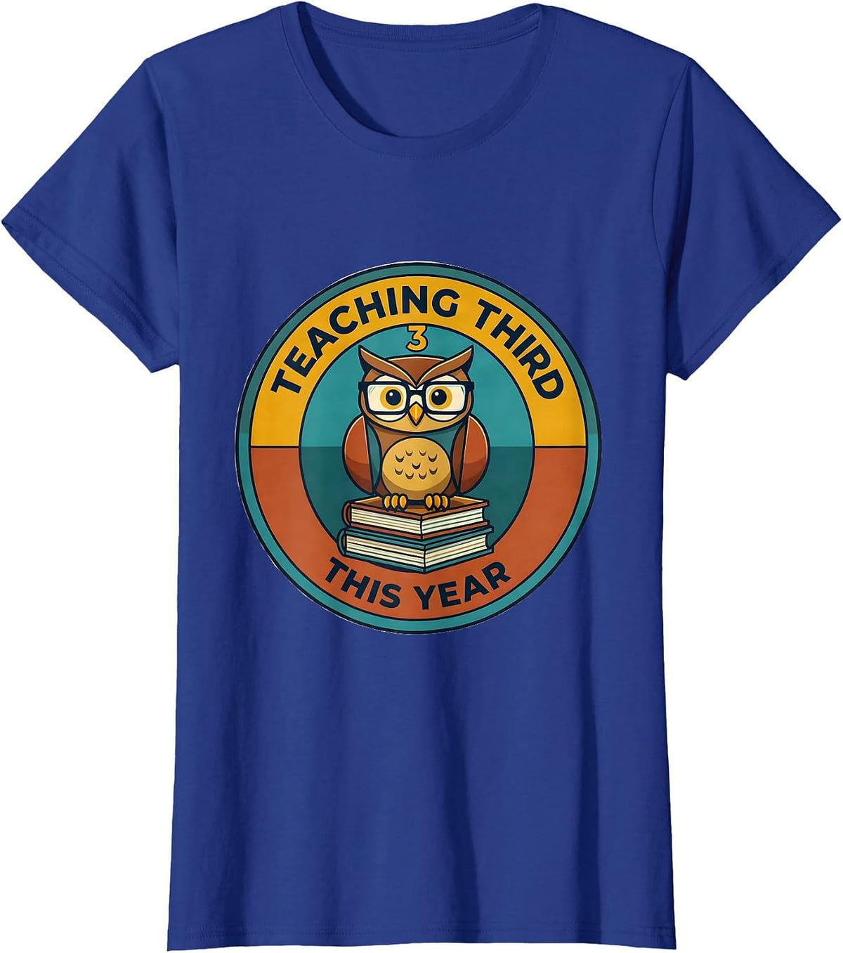 Women's Teaching Third This Year Midcentury Modern Teacher Grade T-Shirt - Royal Blue