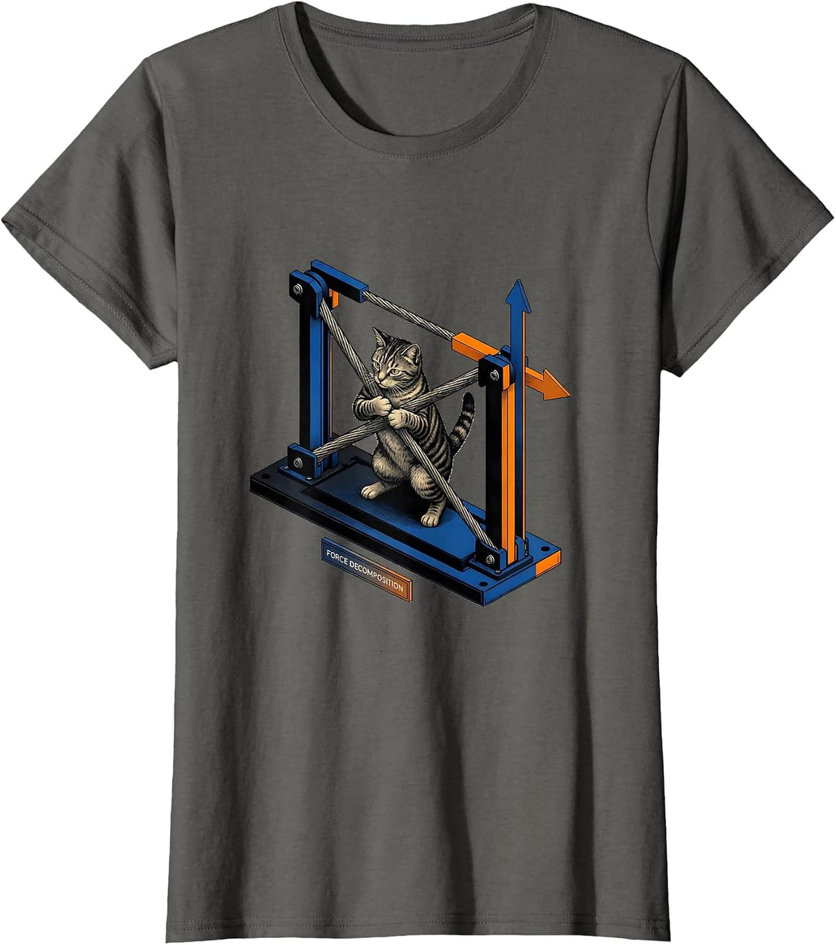 Women's Force Decomposition Funny Cat Physics Humor Design For Cat T-Shirt - Asphalt Grey