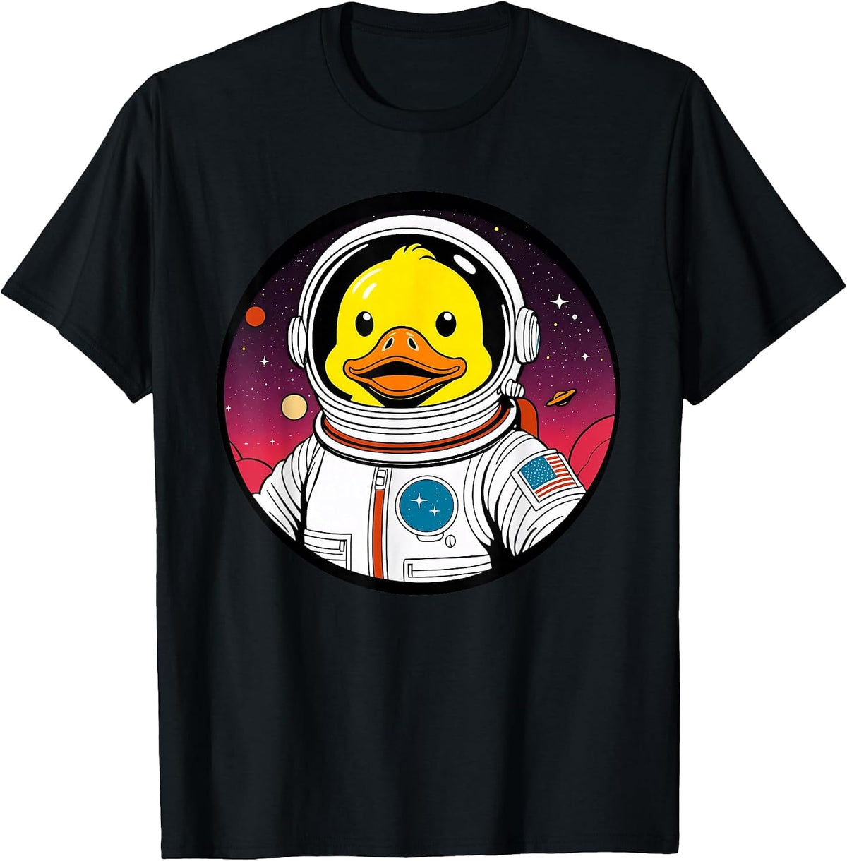 Cute Rubber Duck Space Astronaut Duck Lovers Men Women Kids T-Shirt - Black