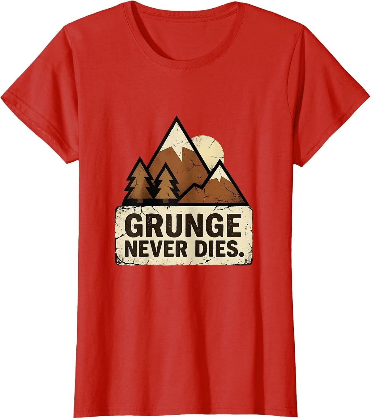 Grunge Never Dies Mens 90s Rock Music Design T-Shirt - Red