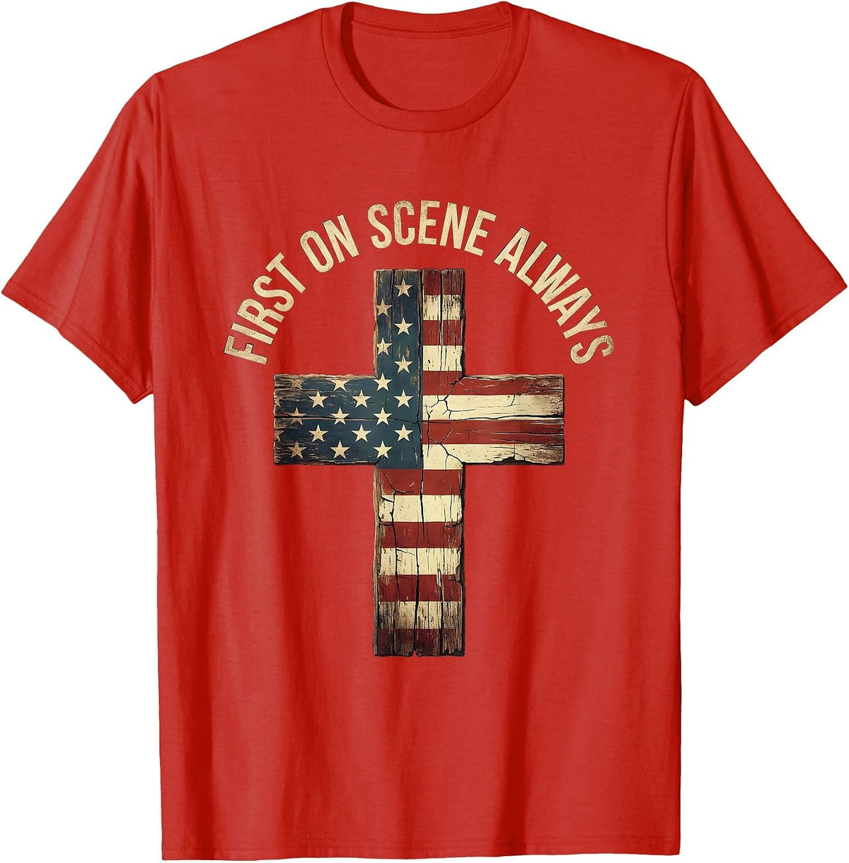Men's First On Scene Always EMT Responder Design T-Shirt - Red