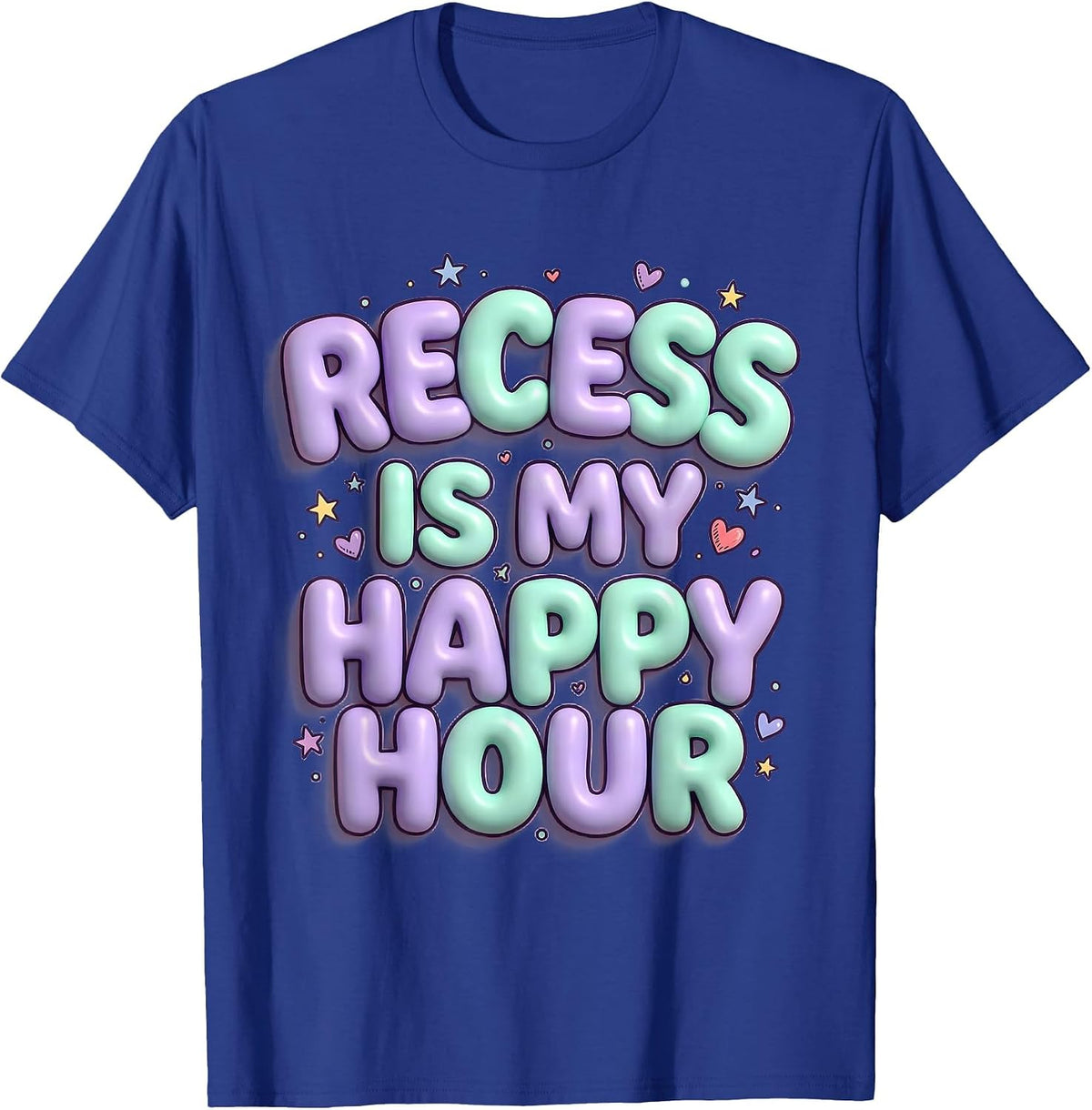 Men's Recess Is My Happy Hour Third Grade Teacher T-Shirt - Royal Blue
