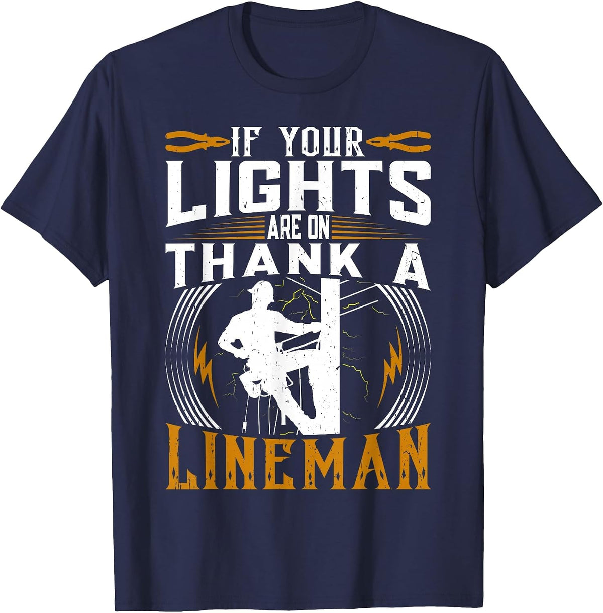 Thank a Proud American Electrician and Lineman T-Shirt - Navy Blue