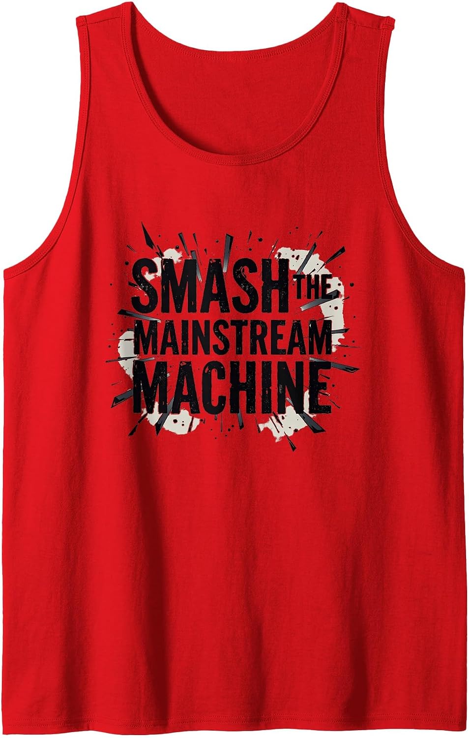 Smash The Mainstream Machine Grunge Design Tank Top - Red