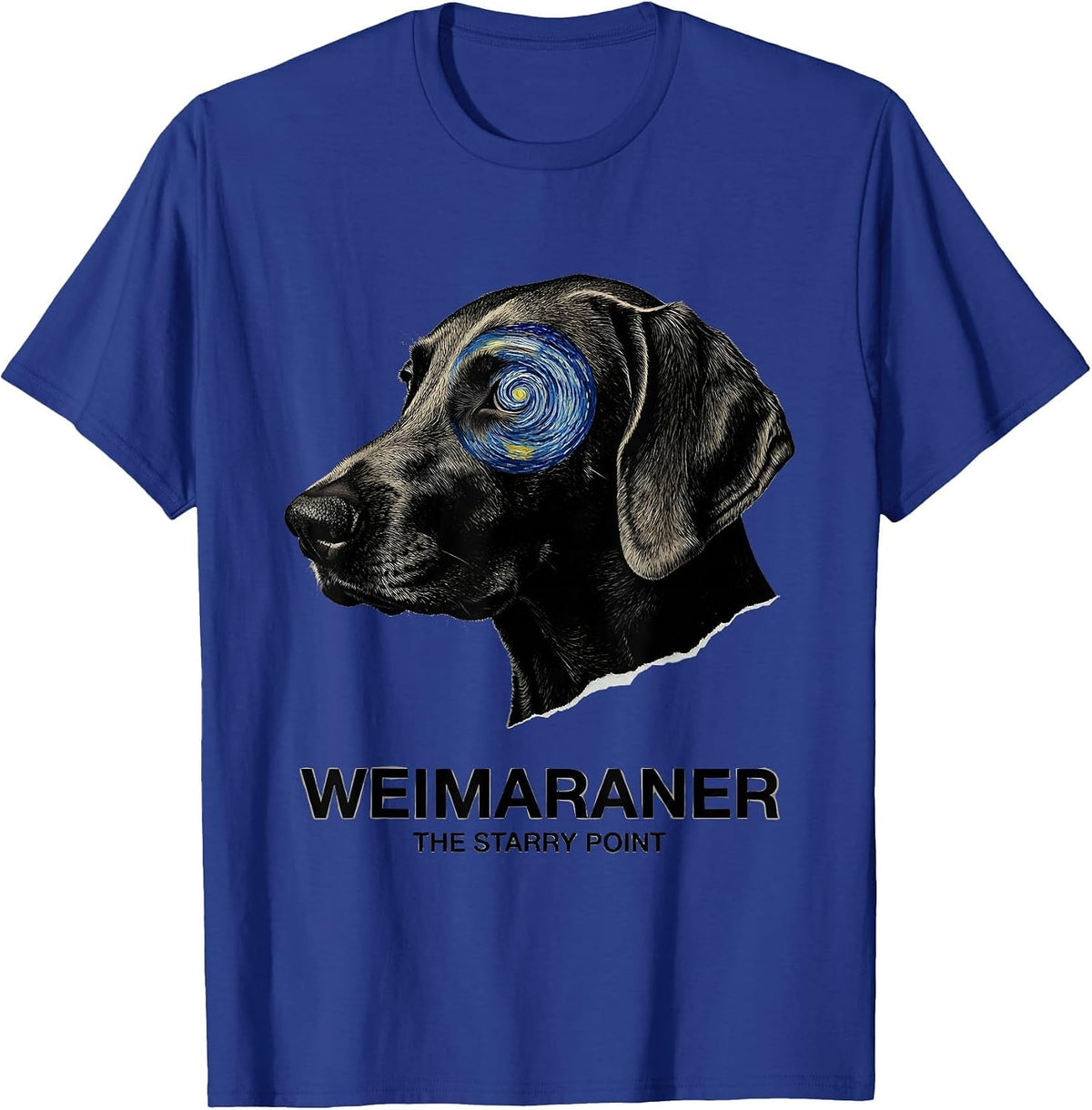 Men's Weimaraner The Starry Point Dog Van Gogh Starry Night Art T-Shirt - Royal Blue