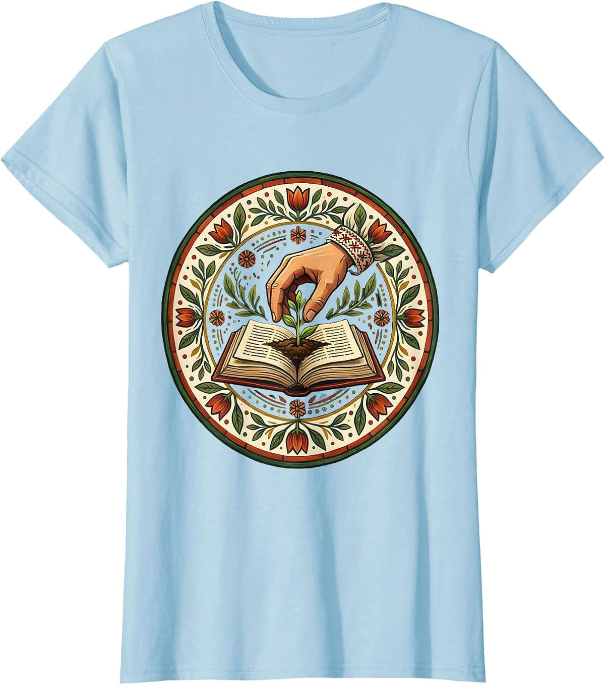 Third Grade Teacher Seedling Book Planting Graphic T-Shirt - Baby Blue