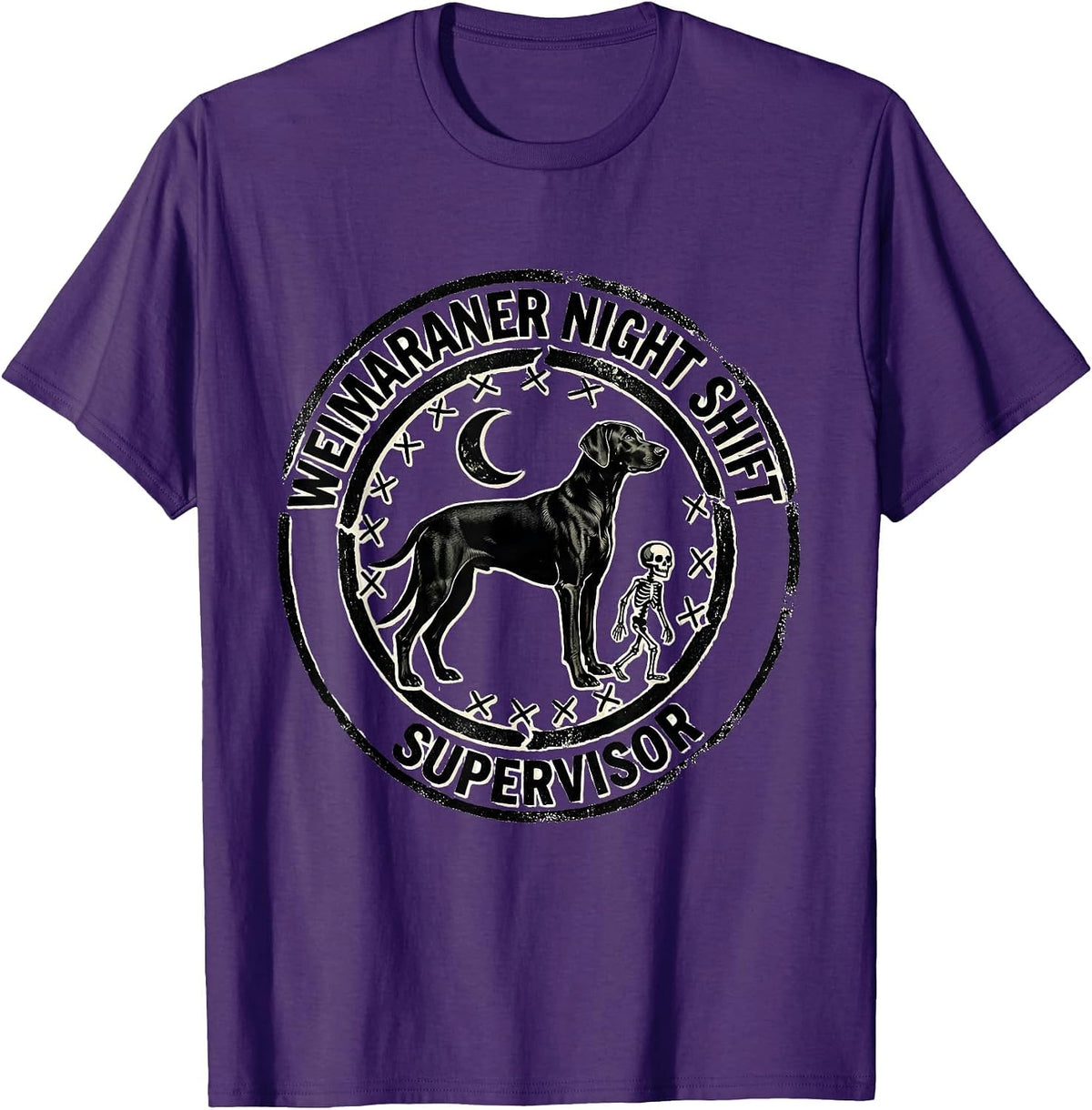 Weimaraner Night Shift Supervisor Funny Dog Mom Halloween T-Shirt - Purple