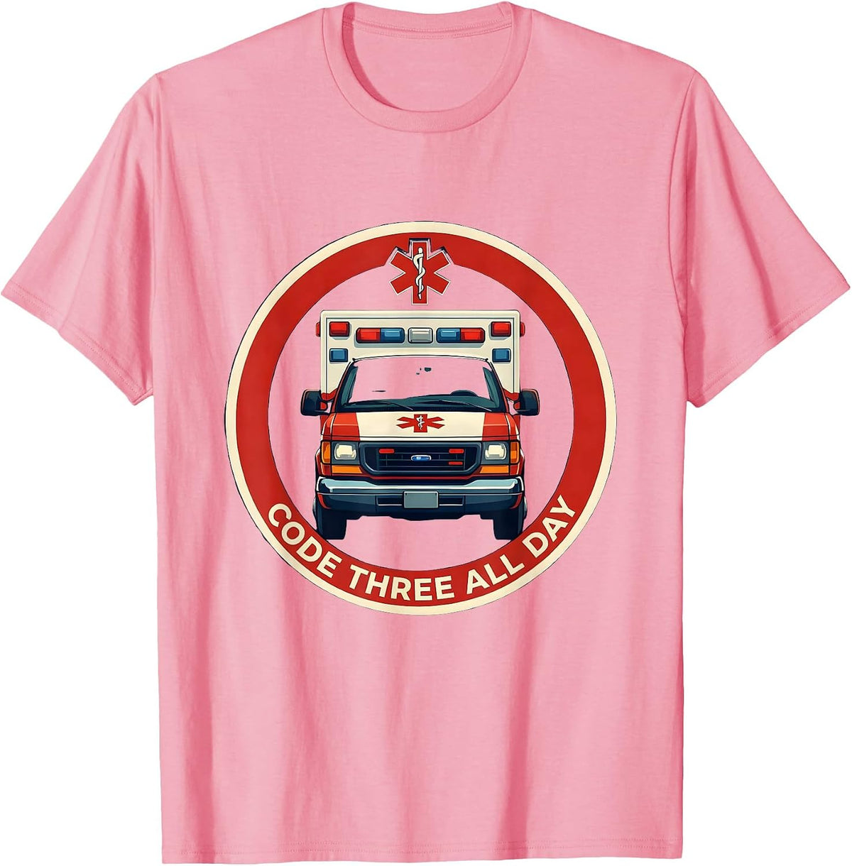 Men's Code Three All Day EMT First Responder Design T-Shirt - Pink