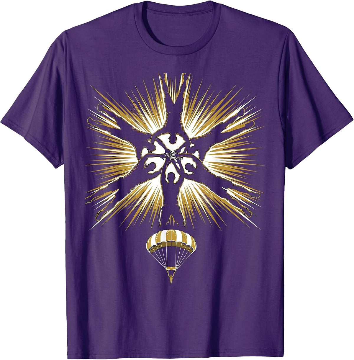 Skydiving Star Formation Team Freefall Design T-Shirt - Purple