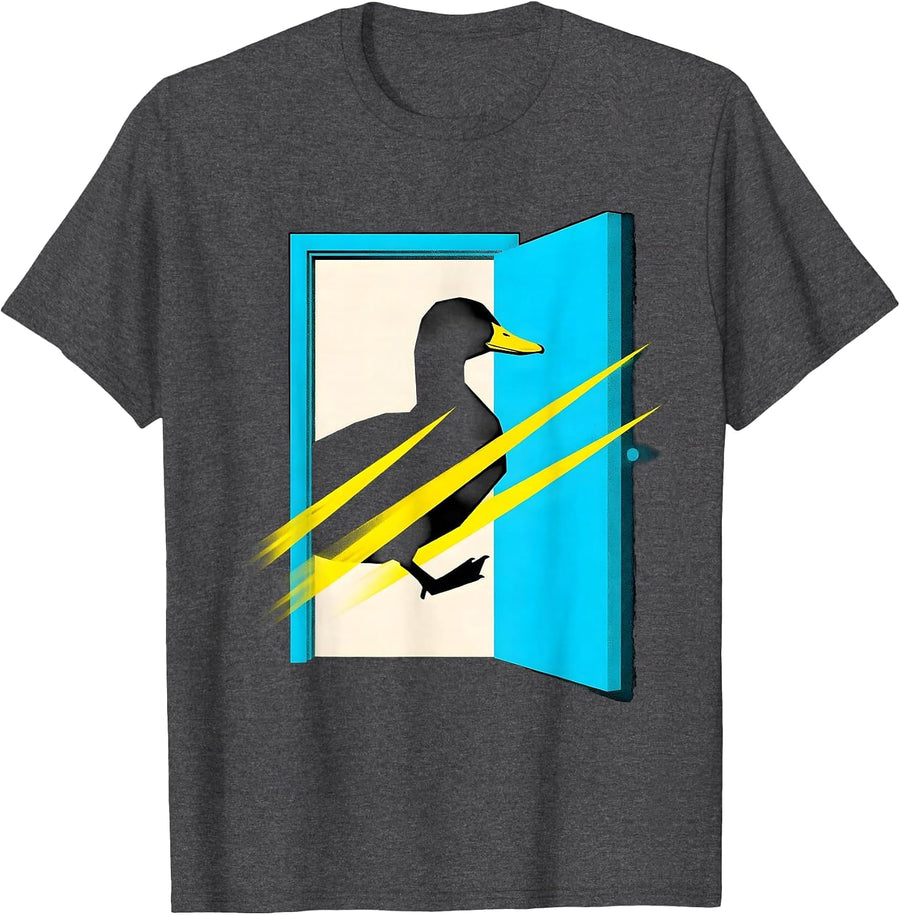Men's Geometric Duck Silhouette Funny Duck Lover Novelty Humor T-Shirt - Dark Heather Grey