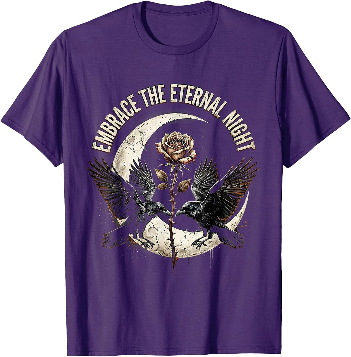 Embrace the Eternal Night Goth Dark Design T-Shirt - Purple