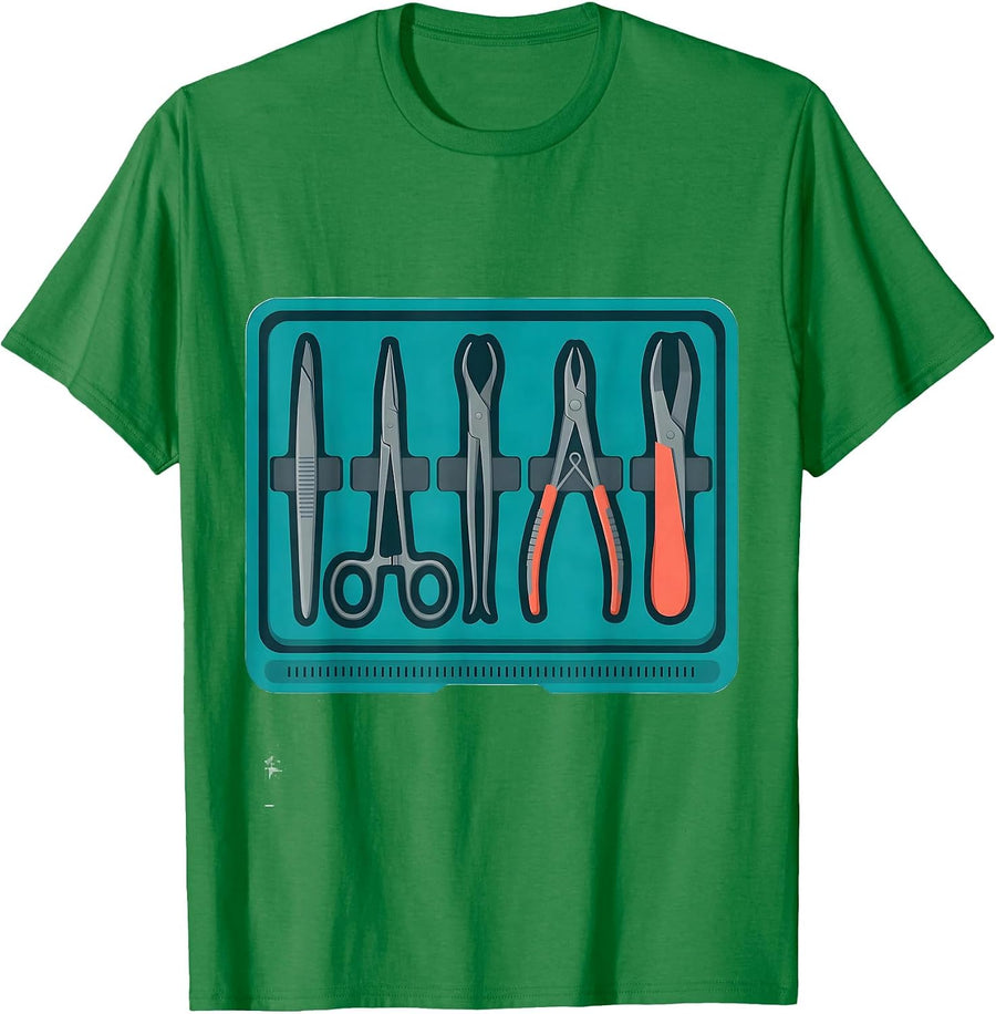 Men's Instrument Tray Flat Vector Surgical Tech Pride T-Shirt - Kelly Green