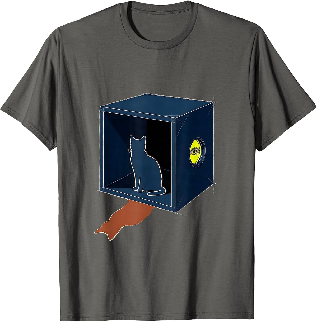 Schrödinger Cat Quantum Physics Humor Science Enthusiast T-Shirt - Asphalt Grey