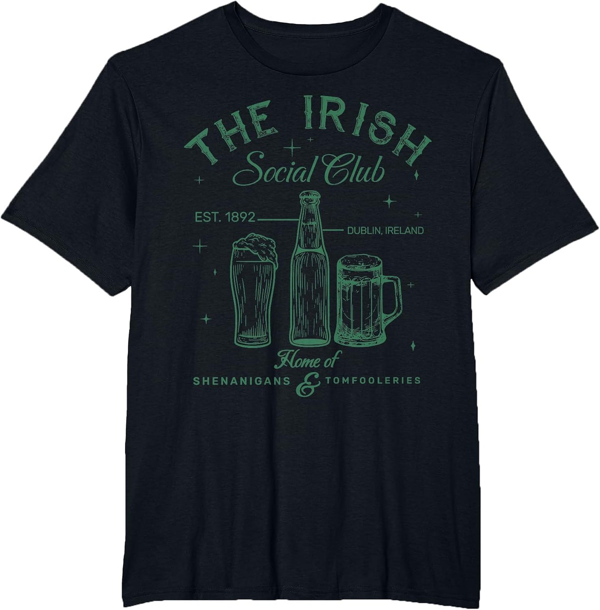 Retro The Irish Social Club Drunk St. Patrick's Day Outfit T-Shirt - Black