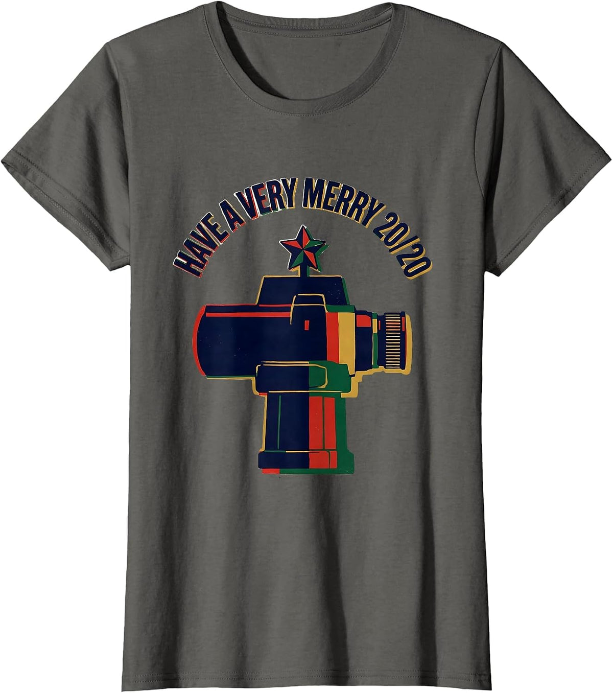 Women's Have A Very Merry 20/20 Funny Optometrist Christmas Pun T-Shirt - Asphalt Grey