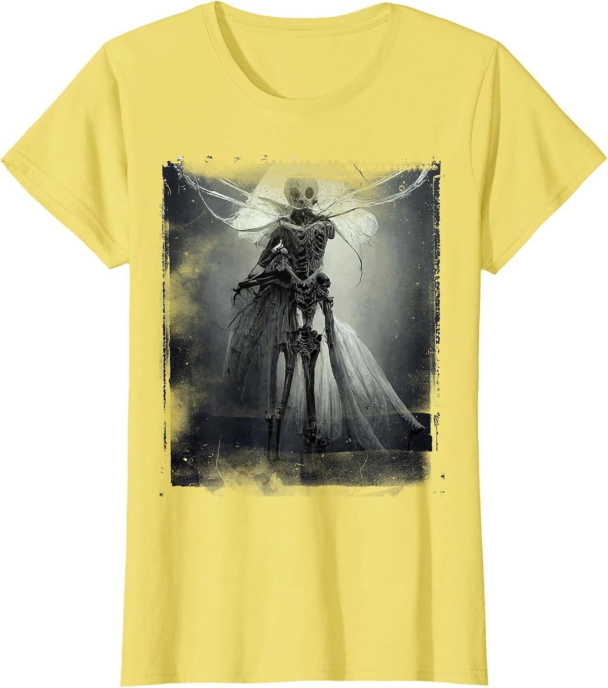 Dark Art Aesthetic Grunge Fairy Gothic Horror T-Shirt - Lemon Yellow