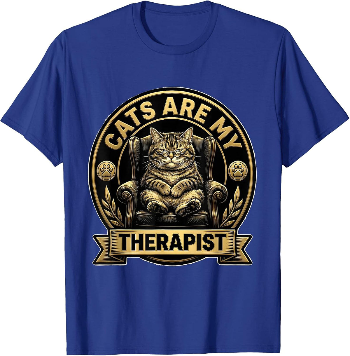Cats Are My Therapist Funny Cat Lover Design T-Shirt - Royal Blue