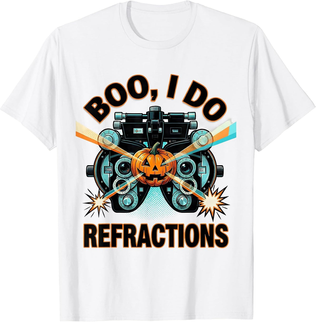 Men's Boo I Do Refractions Pop Art Optometrist Halloween Eye T-Shirt - White